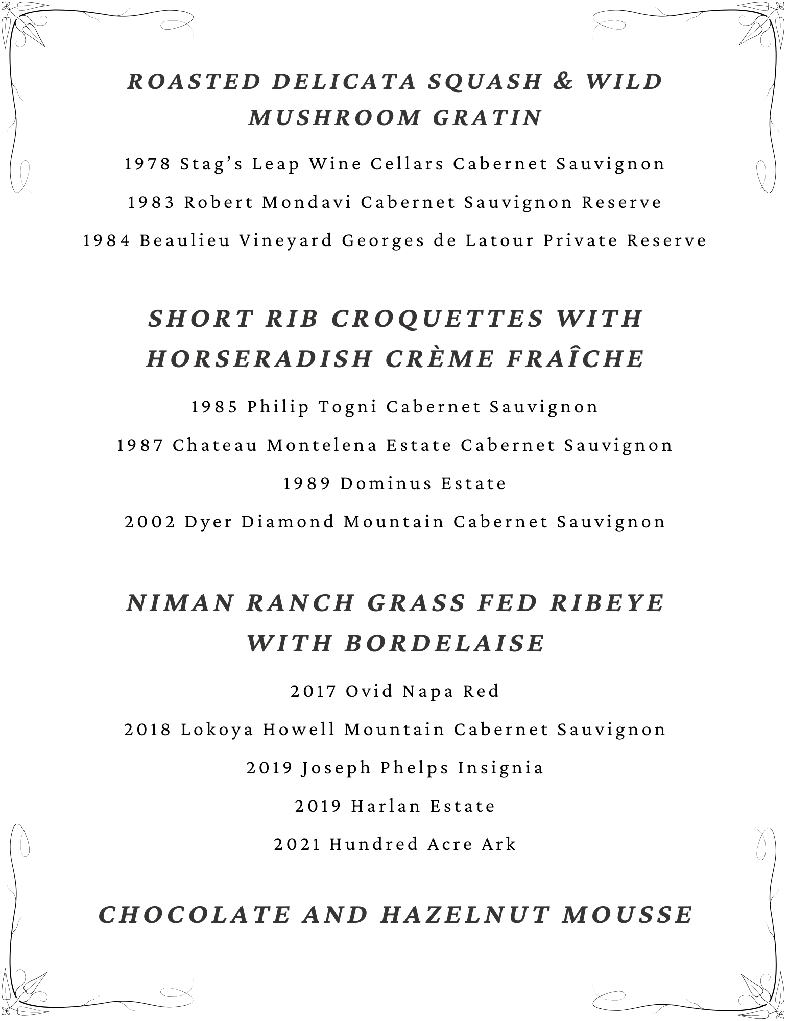 From Cult to Classic: Titans of Napa Valley Tasting