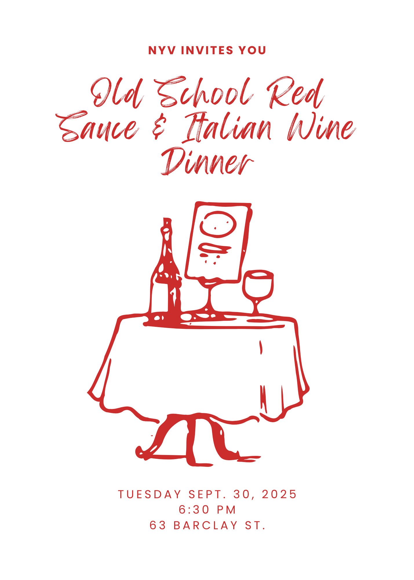 Old School Red Sauce & Wine Dinner