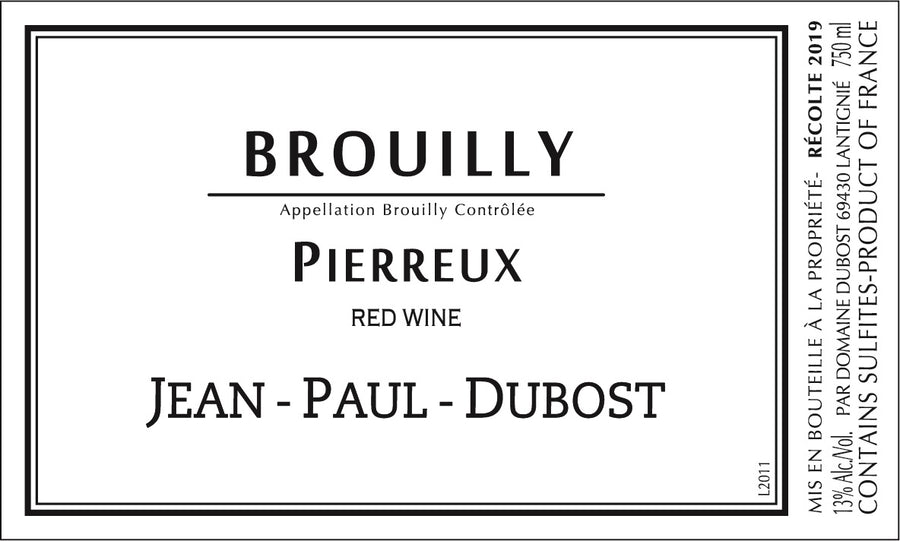 Dubost 'Pierreux' Brouilly, 2020